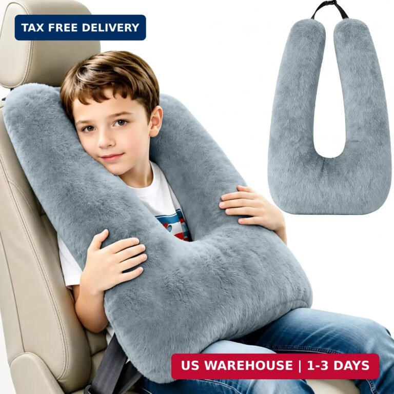Kids Car Seat Travel Pillow, Toddler Neck Pillow for Sleeping, Grey
