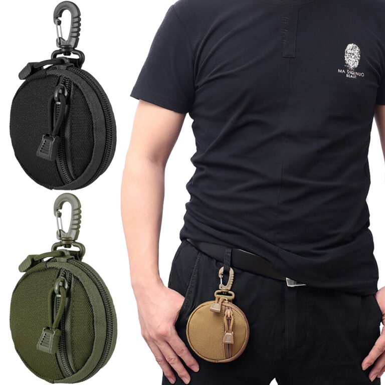 Tactical Molle Pouch Round Zipper Bag Case Coin Pouches Molle Accessories Pouch