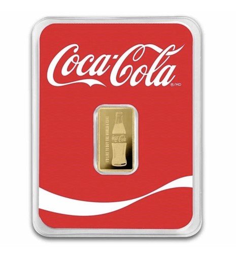 Coca-Cola 1/2 Gram Gold Bar .9999 Fine Official in Capsule