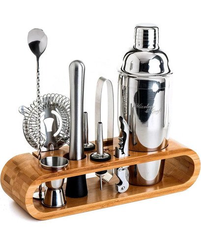 Mixology& rCocktail Shaker Set Bartender Kit with Stand | Bar Set Drink Mixer Se