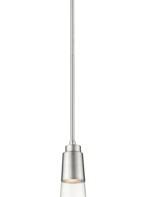 TRENDY 1-LAMP LED PENDANT LIGHT FIXTURE BRUSHED NICKEL CLEAR GLASS TRD-ZLI-1921P