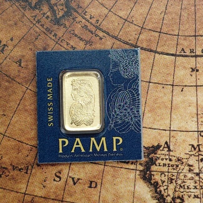 Gold 1g AU  999.9 Fine  PAMP Suisse Gold Bar  T-461