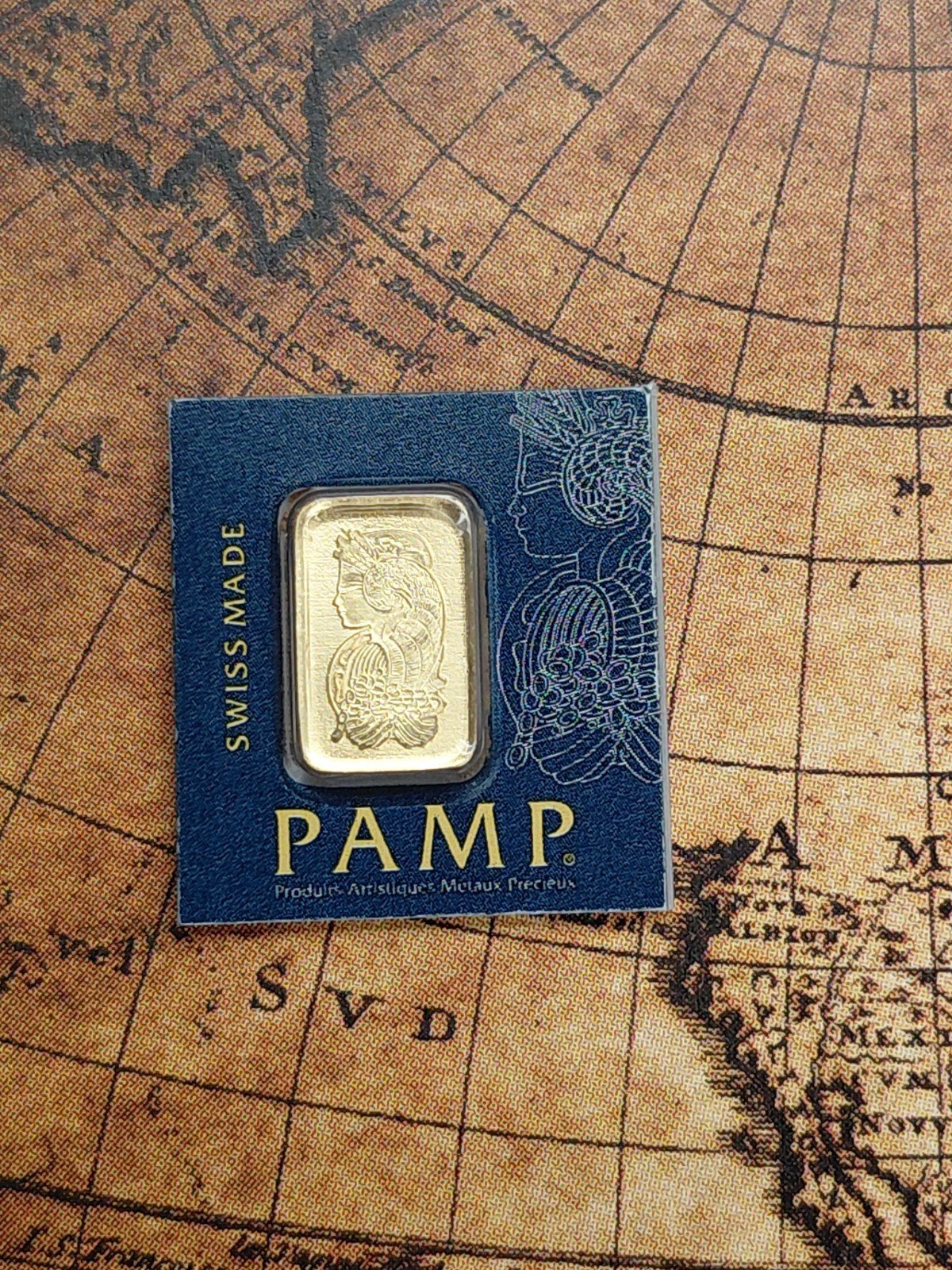 Gold 1g AU 999.9 Fine PAMP Suisse Gold Bar T-461