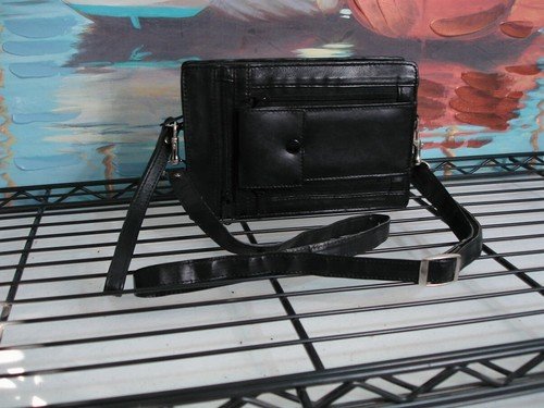 Leather Travel Bag Shoulder Strap And Wrist Handle For Passport And Accessories