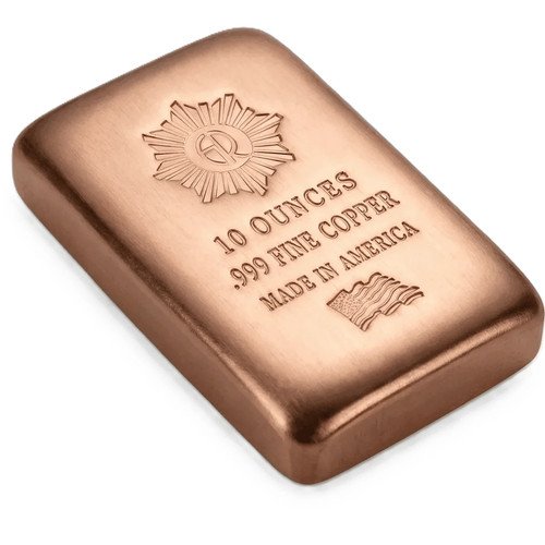 American Copper Bar 10 oz .999  Brushed Bullion Cast Bar  Made In the USA