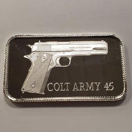 1 oz 999 Silver Bar Colt Army 45 Mad Mules Vintage Tribute Premier Bullion Q4234