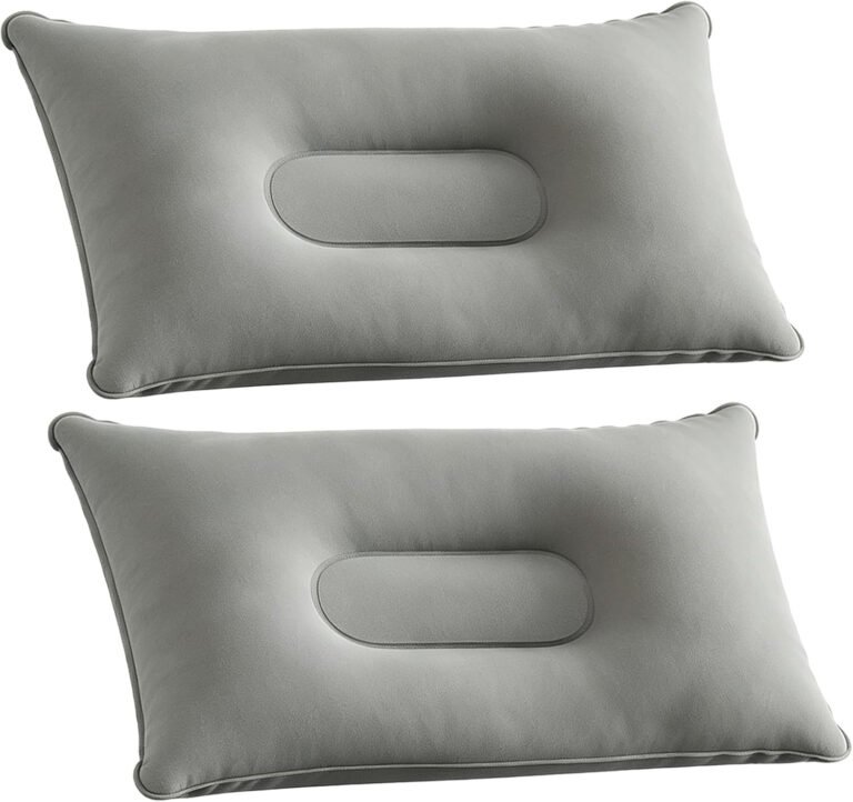 2 Pack Small Inflatable Pillows Ultralight Neck Lumbar Travel Support Gray