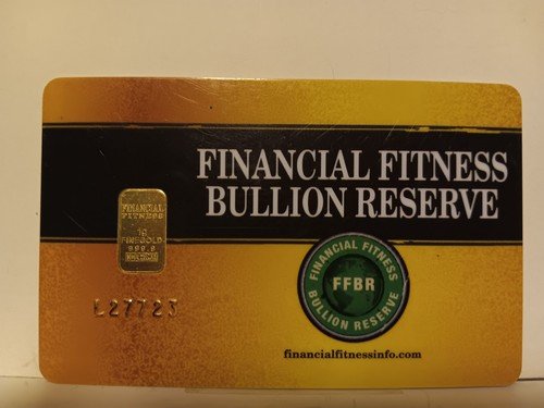 1 Gram 999.9 Gold Bar Nadir Financial Fitness Bullion Reserve Sealed Assay Card