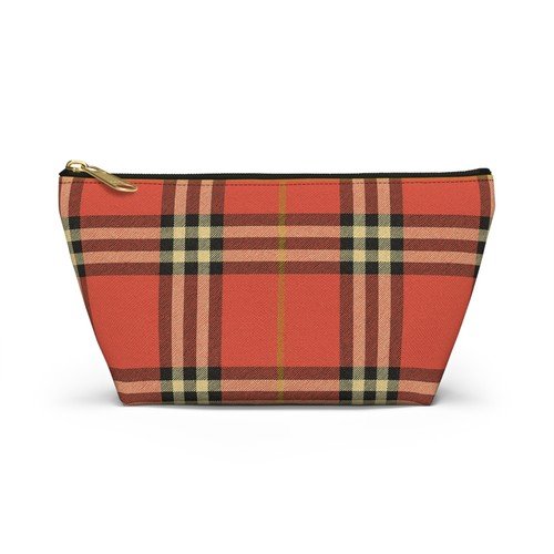 Red Classic Plaid Accessory Pouch, Stylish Makeup Bag, Travel Organizer, Gift