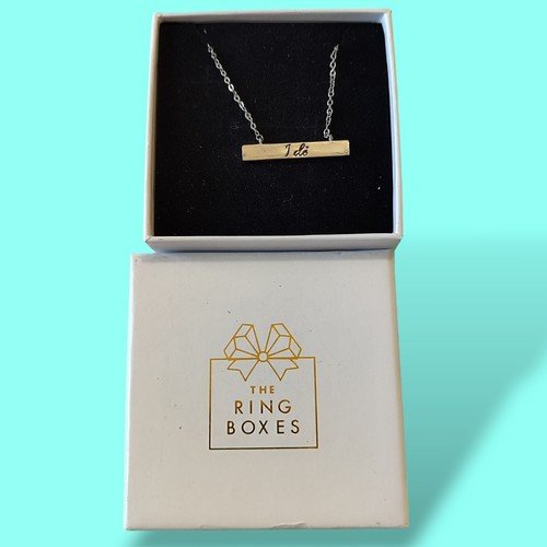 Rhodium Over Sterling Silver I Do Necklace Bar Pendant 20in Chain Engagement
