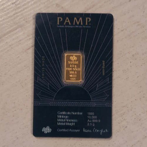 PAMP Suisse 2.5 Gram 999.9 Fine Gold Lady of Liberty Bar In Assay