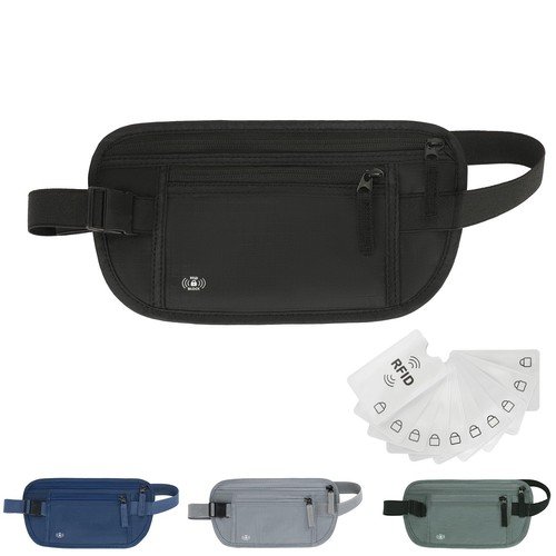 Hidden RFID Travel Pouch Passport Holder Money Belt for Men and Women