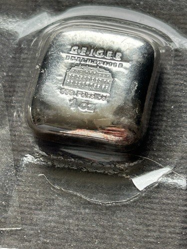 Rare Geiger Edelmetalle 1 oz 999 Pour Silver Bar Cube Square Ingot Poured Club