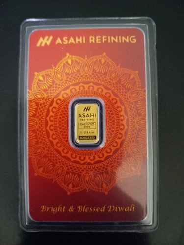 1 Gram Gold Bar, Asahi Refining, Bright & Blessed Diwali (In Assay)