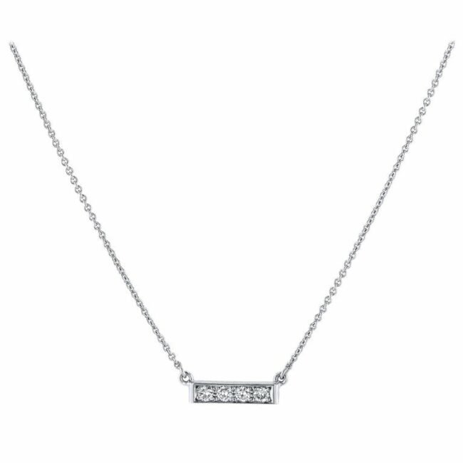 0.9ct Lab-Created Moissanite Pendant 4 Stone Bar 14k White Gold Plated NO CHAIN