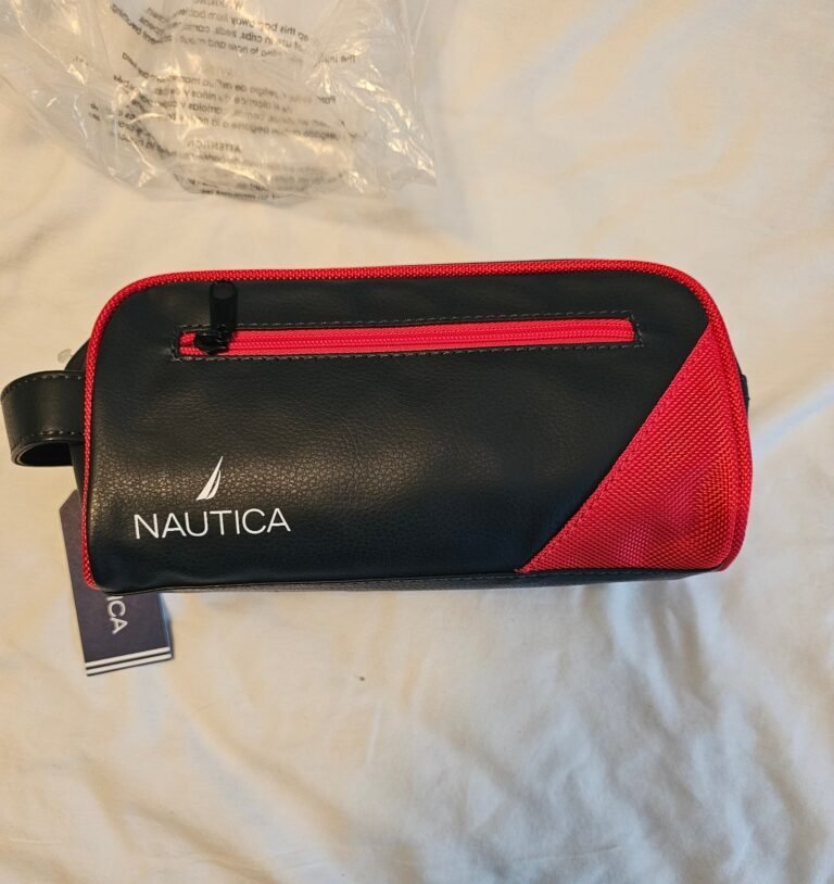 Nautica Men’s Top Zip Travel Toiletry Bag Organizer Kit Black/Red