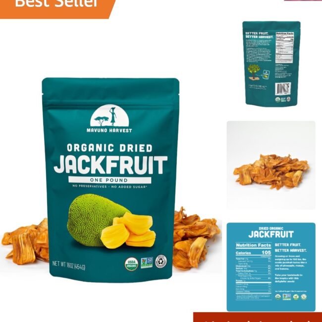 Resealable Organic Dried Jackfruit 16oz - Sugar-Free Treat for Healthy Snacking