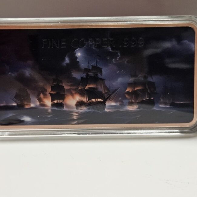 10oz .999 Copper Bar Colorized 2025 Pirates of the Seas In Capsule Mint