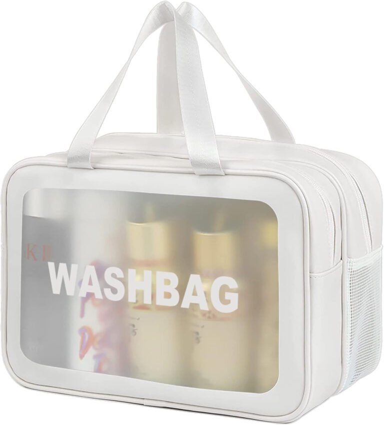 DAPOWER Travel Toiletry Bag for Women and Men, Matte Translucent Toiletry Bag wi