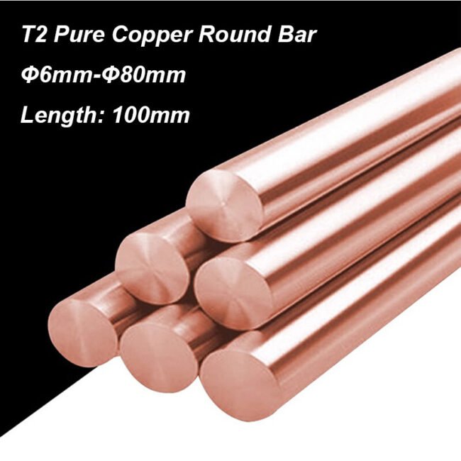 Φ6mm-Φ80mm T2 Pure Copper Round Bar Copper Metal Solid Rod Select Sizes For DIY