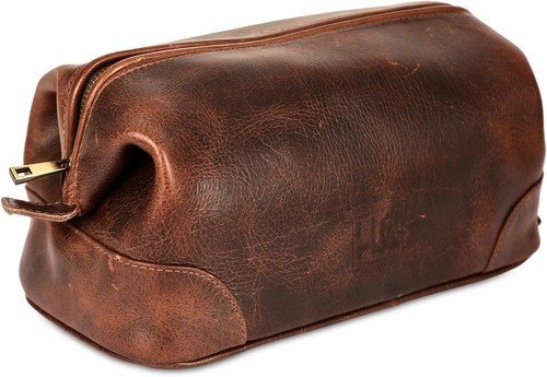 Leather Toiletry Bag for Men Best Gift Premium Genuine Dopp Kit Shaving Kit Orga