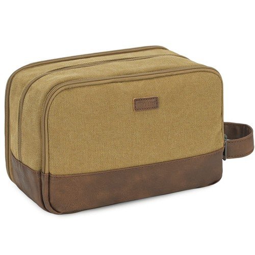 Travel Toiletry Bag For Men Large Shaving Dopp Kit Accessories Case Khaki