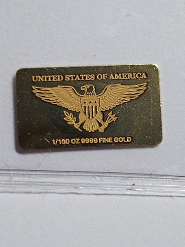 1/100th oz Gold Investment Bar. United States Eagle