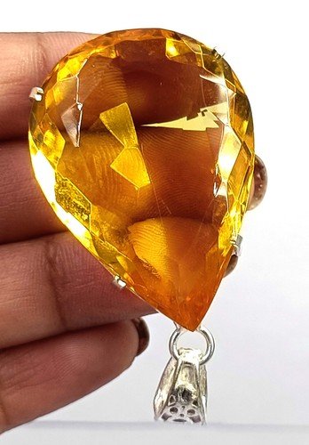 Natural Yellow Sapphire 97 Ct Pear Shape Pendant 925 Silver EGL Gems 6LGD