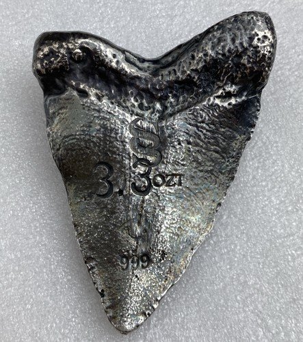 3.3 ozt .999 Fine Silver Megalodon Shark Tooth