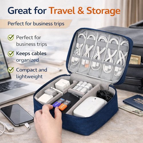 Electronics Accessories Organizer Pouch Bag, Travel Universal Organizer for Cabl