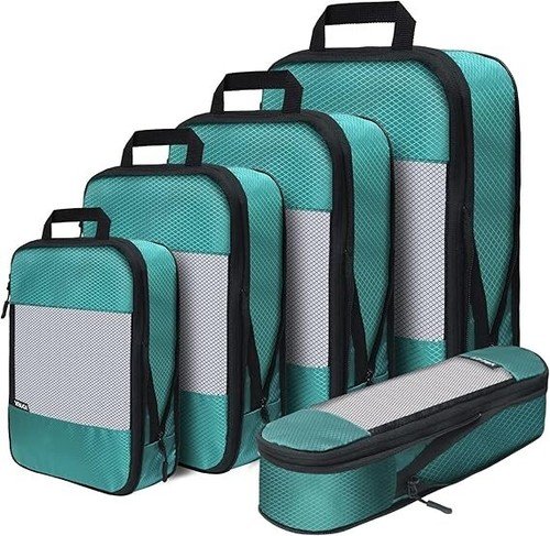 4 Set Compression Packing Cubes, Travel Organizers (Polka Dot)