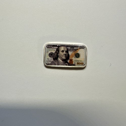 1 Gram .999 Fine Silver Bar $100 Bill Design Benjamin Franklin Bullion