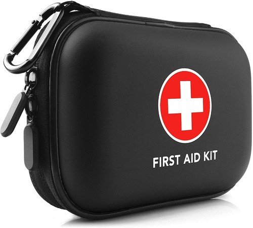 Mini First Aid Kit, 100 Pieces Water-Resistant 100 Count (Pack of 1), Black