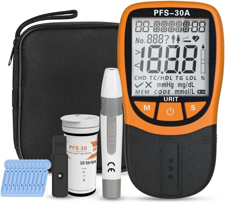 Home Blood Lipid Analyzer TC HDL TG LDL Monitor with 10pcs Test Strips & Lancets