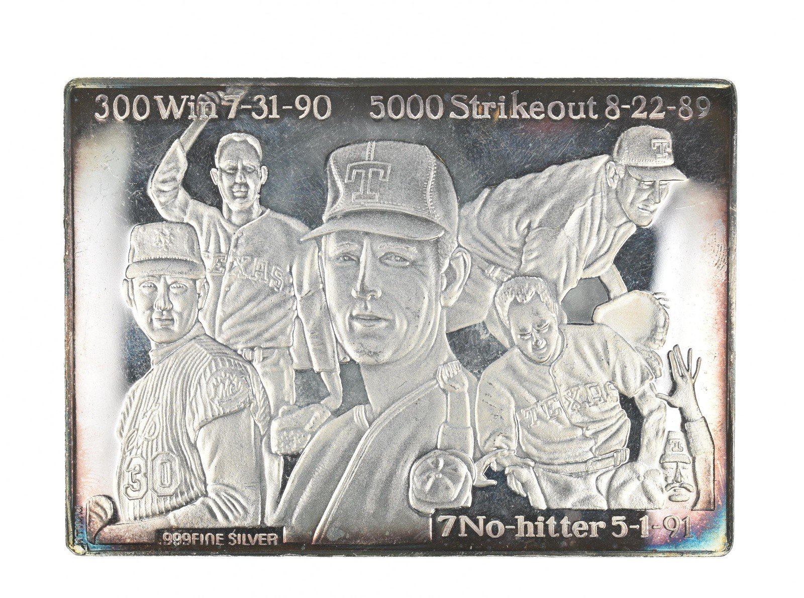 1966-1992 Nolan Ryan 5000 Strikeout Silver Bar 3.72 Troy Oz Highland Mint *2460