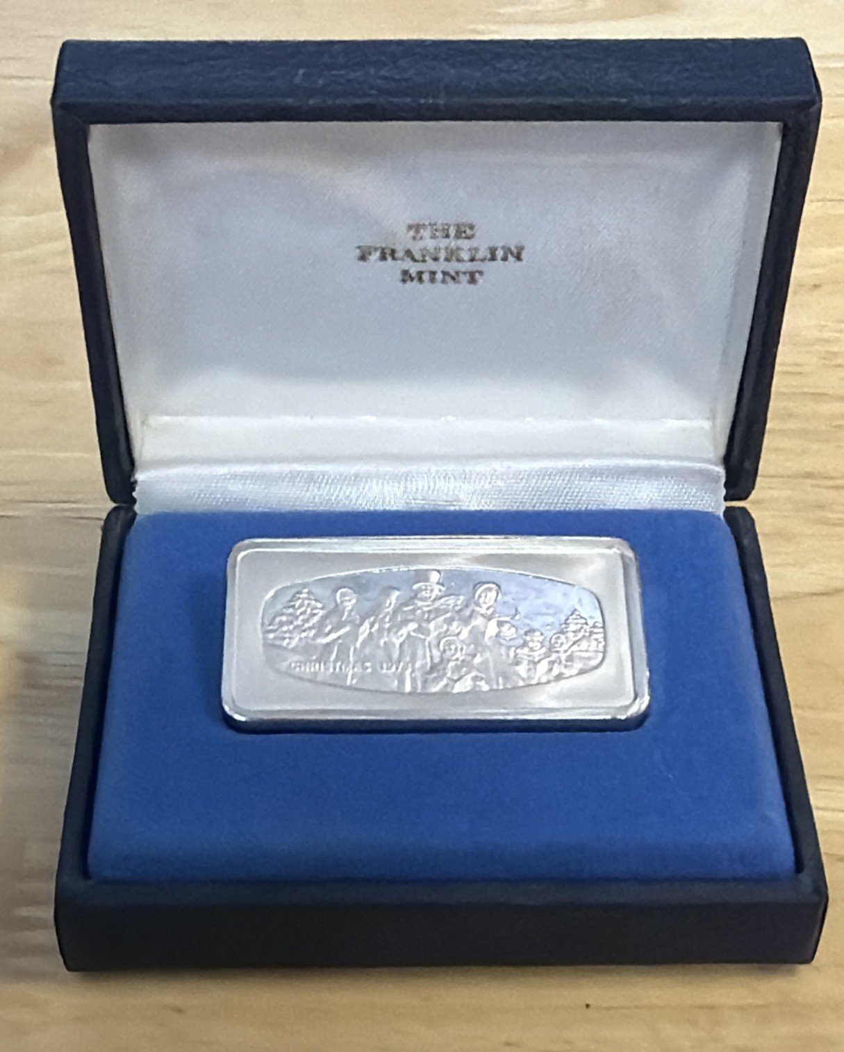925 Sterling Silver 1973 Christmas Ingot Franklin Mint 1000 Grains