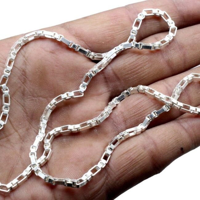 925 Sterling Silver Handmade Jewelry Beautiful Adorable Chain Necklace S-20-22"