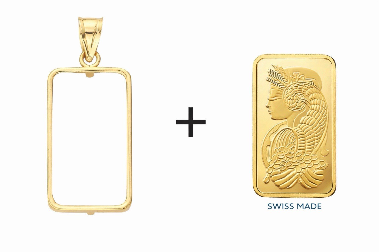 1 GRAM PAMP SUISSE LADY FORTUNA 24kt + PENDANT BEZEL 14K Yellow Solid GOLD