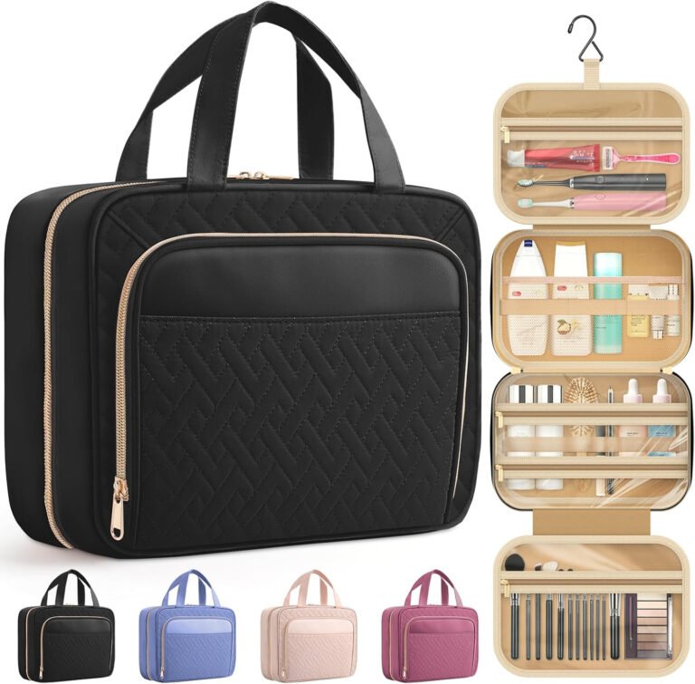 Hanging Travel Toiletry Bag Women Men, Black, Medium