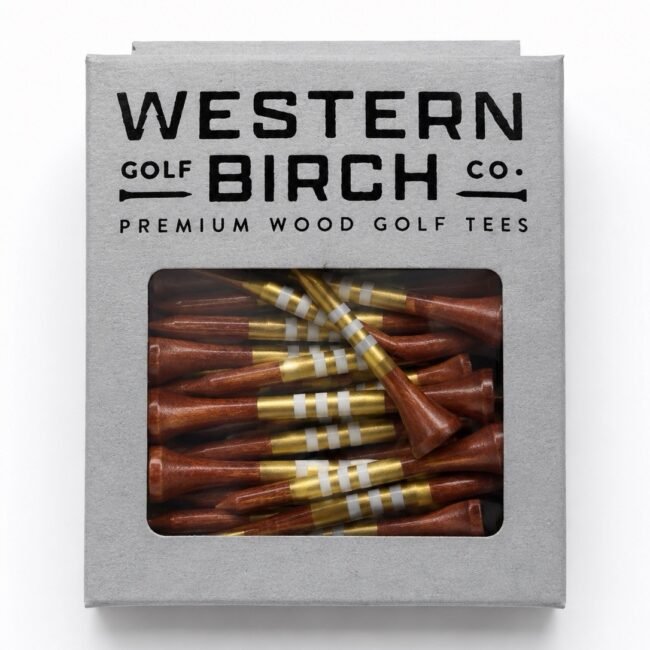 Western Birch Golf Company Signature Striped Golf Tee 2.75 Gold - NEW  50 Pack