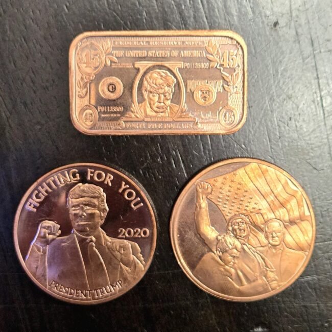 Copper Rounds/bar .999 Fine Lot of (3) Donald Trump Presidential Copper Coin
