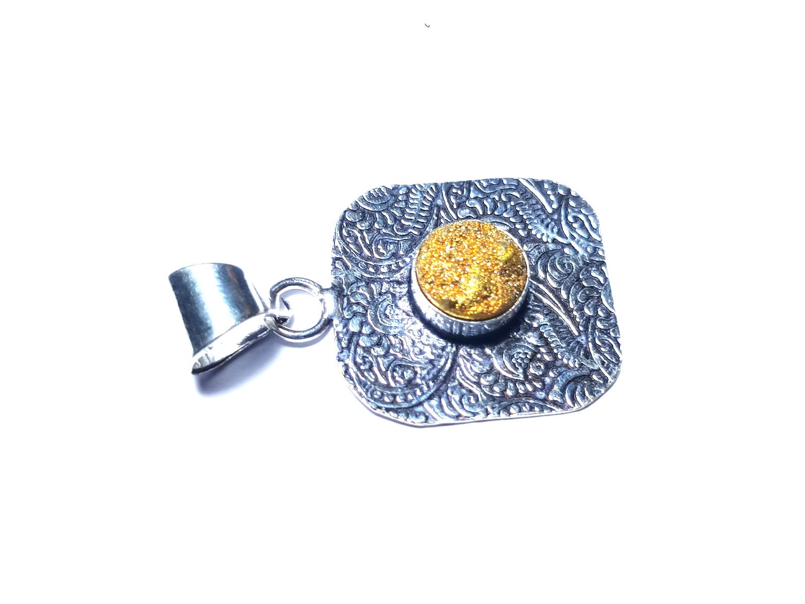Titanium Druzy Round Shape Handmade Gemstone Pendant Jewelry Size 1.5 Inches
