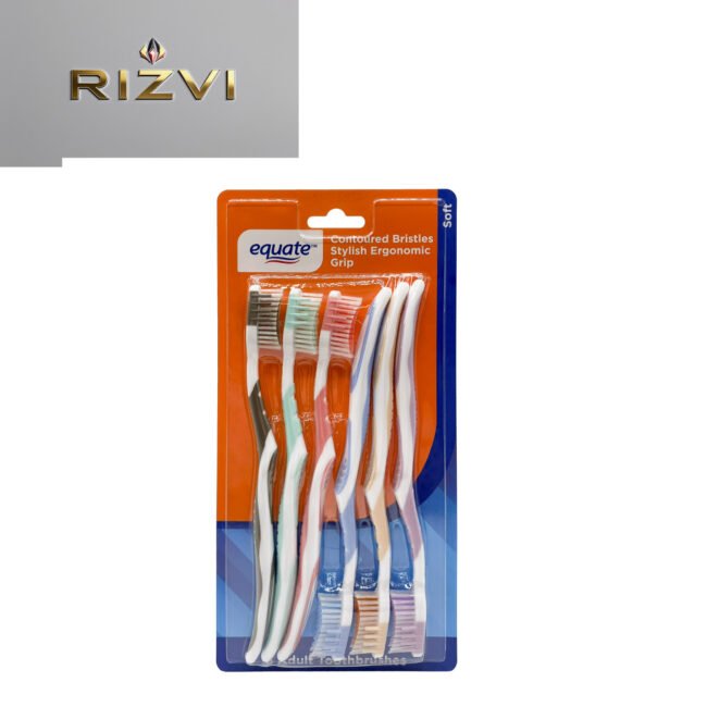 Equate Soft Manual Toothbrush 6 Pack – Contoured Bristles & Ergonomic Grip