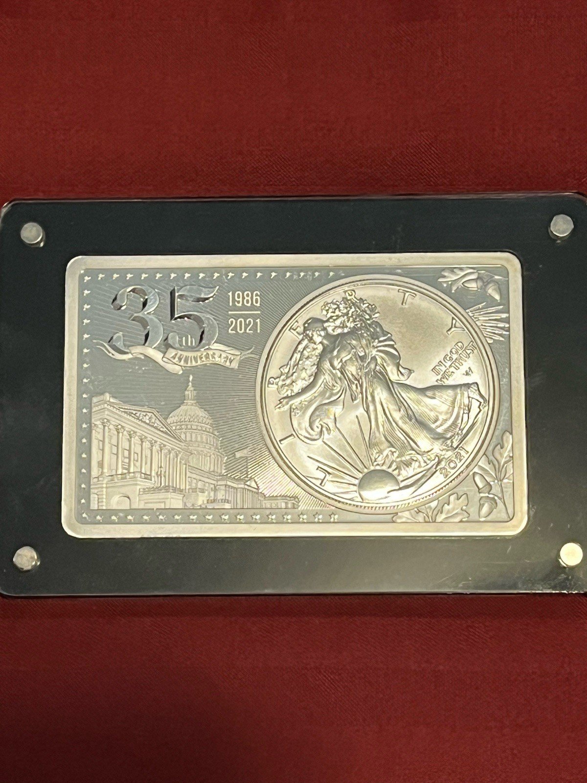 United States Mint 2021 35th Anniv Silver Eagle 3 oz .999 Silver Bar & Coin