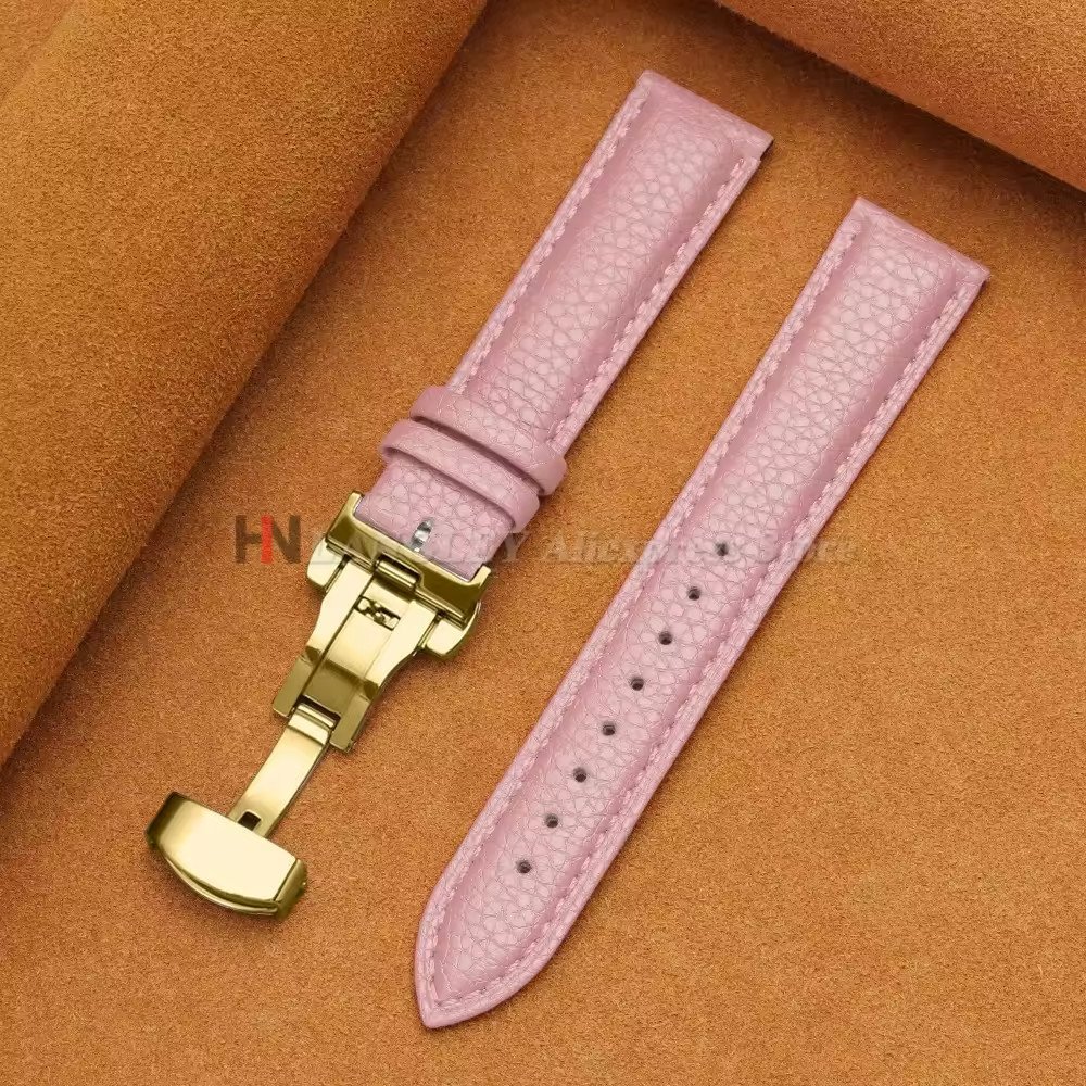 Calfskin Litchi Leather Watchband 16/19/21/24mm 18mm 20mm 22mm Watch Strap for M
