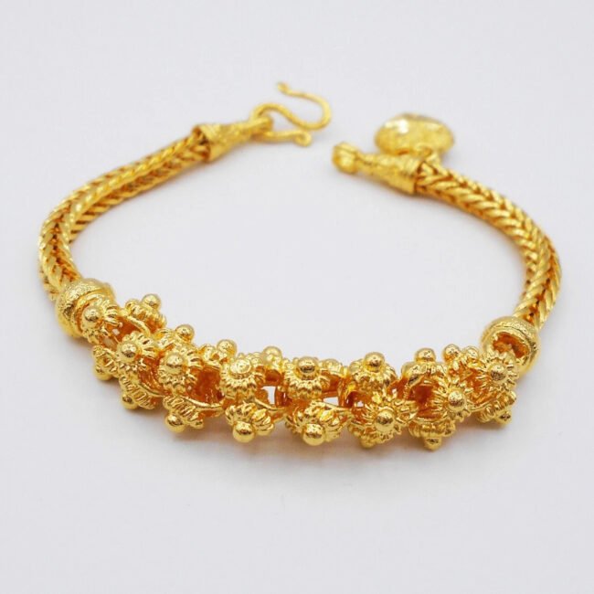Pikul Link Thai Baht Yellow Gold Plated Bracelet 23K  Real Gold Appearance