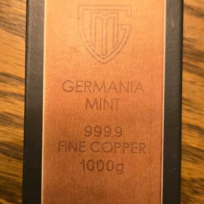 Germania Mint 1 Kilo Copper Bar w/ Box Sealed Bar 1000 Grams 999.9 Fine Copper