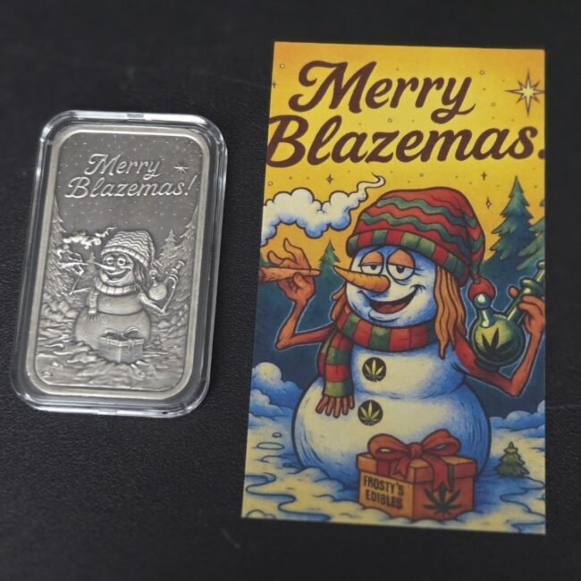 1oz Silver Limited Edition Bar 2025 Antiqued Merry Blazemas Mintage Of Only 50