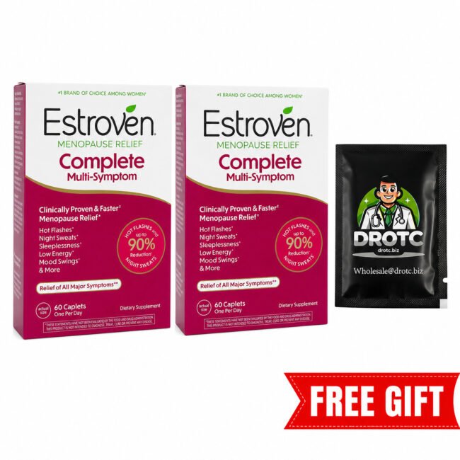 Estroven Complete Multi-Symptom 60 Caplets 2-Pack + Free Eye Wipe EXP 08/27