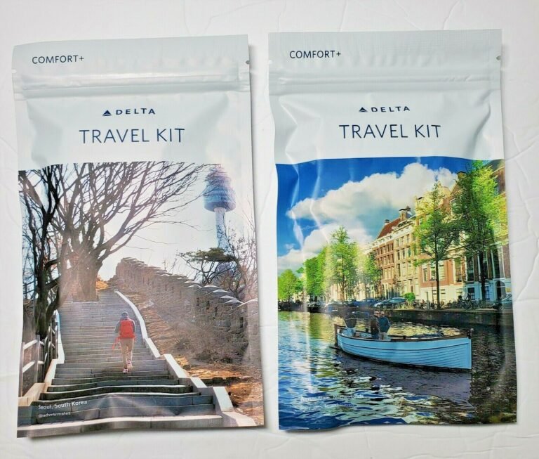 5 Travel Kit Delta Comfort+ Eye Mask Shade Ear Plugs Toothpaste Brush Towelette